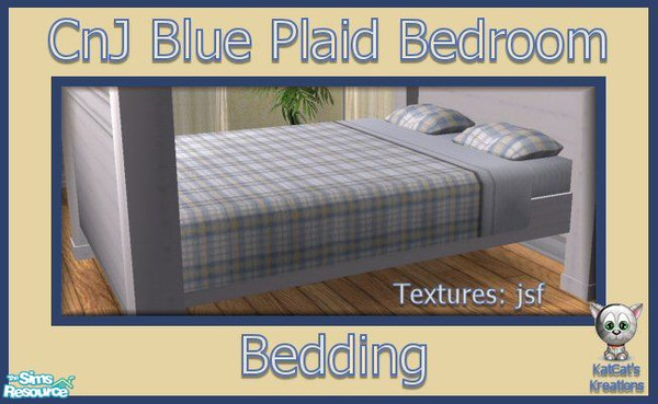 Sims 2 — CnJ Blue Plaid Bedroom - Bedding by KatCat — Bedding created using textures from jsf\'s \"jsf Designs