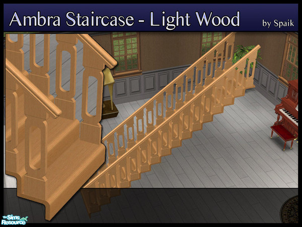 Sims 2 — Ambra Staircase Light Wood REC by Spaik — Recolour in light wood, matching Maxis Mission furniture, of my Ambra