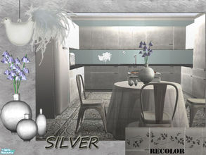 Sims 2 — Kitchen Silver by ShinoKCR — Kitchen with a silvermetallic Texture. Contains 2 Counters, 3 Cupboards with