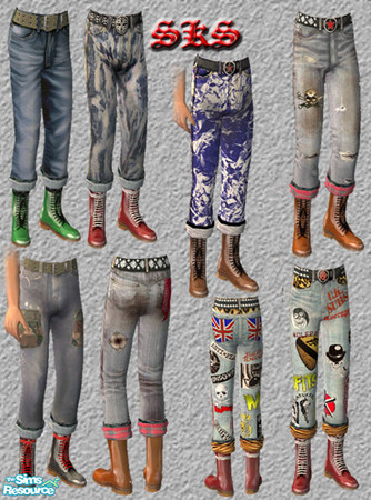 Sims 2 — TMB_SKS_Cuffed-Set by 71robert13 — 6 pair of assorted jeans for TEEN Males. Cuffed up to show off some