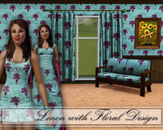 Sims 3 — CD_Linen With Floral Design - small by TSR Archive — For clothing, walls and furniture. With texture effect