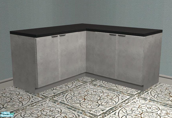 Sims 2 — Kitchen Silver - Counter 2 Doors by ShinoKCR — 