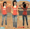 Sims 2 — RED AND WHITE POKADOT SHIRT WITH JEANS by willow32127 — I USED Mesh 014 by NataliS 