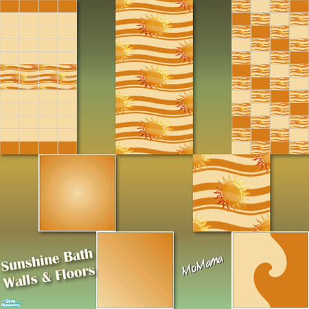Sims 2 — NK Sunshine Bath Walls and Floors by MoMama — Because you had to wait so long for the walls and floors, I