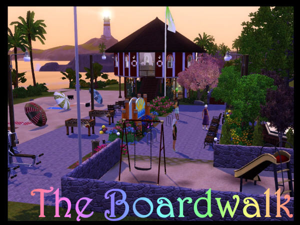 Sims 3 — The Boardwalk by shellybell55 — A beautiful beach spot with a wonderful pool, lounge, chess tables, barbeques