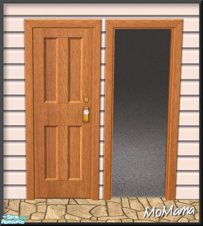 Sims 2 — NK Natural Walnut Build Set - Yankee 4 Score Door by MoMama — The four panels give this door its name. Available