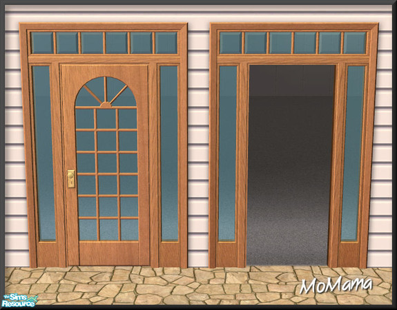 Sims 2 — NK Natural Walnut Build Set - Colonial Tract Door by MoMama — A Colonial tract door and matching arch in a