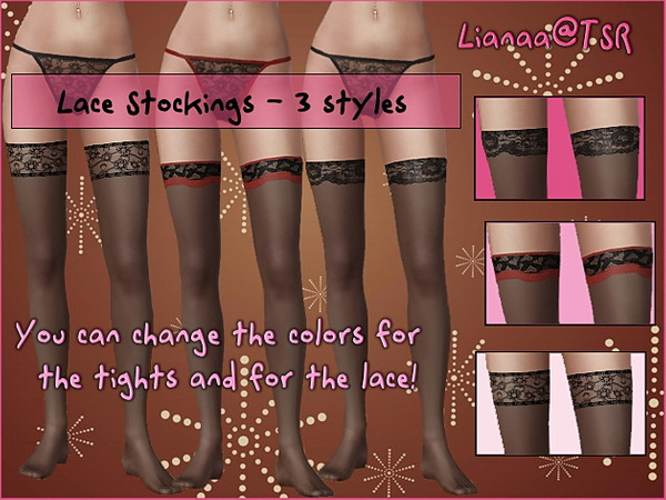 Sims 3 — Lace Stockings Set by Lianaa — Lace Stockings Set - this set feature 3 styles of sexy lace stockings - you can