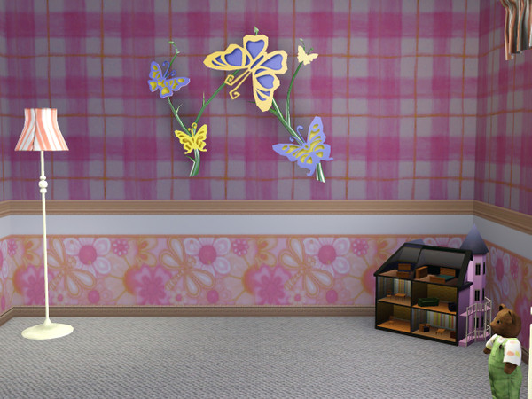 Sims 3 — CB bugs border pink by CowBelle — Part of the bugs and flowers girls set 