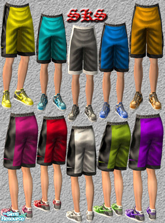 Sims 2 — TMBS_SKS_Knee_Sport-Set by 71robert13 — A set of 10 Bright jewel tone satin knee length Nike shorts, With