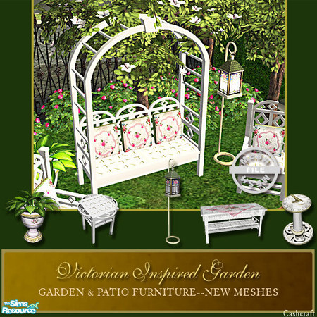Sims 2 — Victorian Inspired Garden - Bench Mesh by Cashcraft — A collection of garden and patio furniture for the