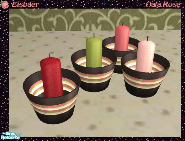 Sims 2 — Mira Oala Rose - Candles  by Eisbaerbonzo — Rose candles in striped jars