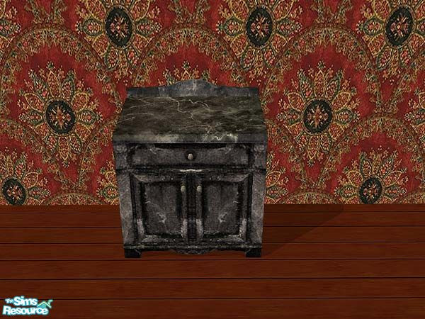 Sims 2 — Country Counter Black Marble by Eboluh — Beautiful black mix and match marble counter with matching curtain