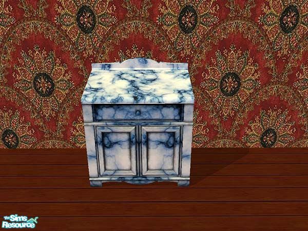 Sims 2 — Country Counter Blue Marble by Eboluh — Beautiful blue mix and match marble counter with matching curtain (when