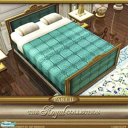 Sims 2 — Royal Collection Canopy Bed - Bed Teal Recol by Cashcraft — Part II - Royal Canopy Bed is 2 mesh files, bed