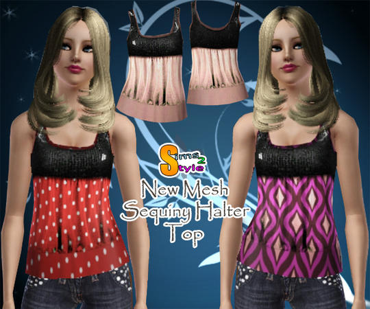 Sims 3 — Sequiny Halter Top by simseviyo — New mesh and sweet top for your girls