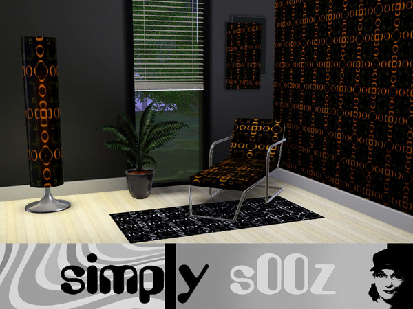 Sims 3 — Simply Twilight by s00z — Dark, elegant, ribbon style pattern with suggestions of caligraphy.