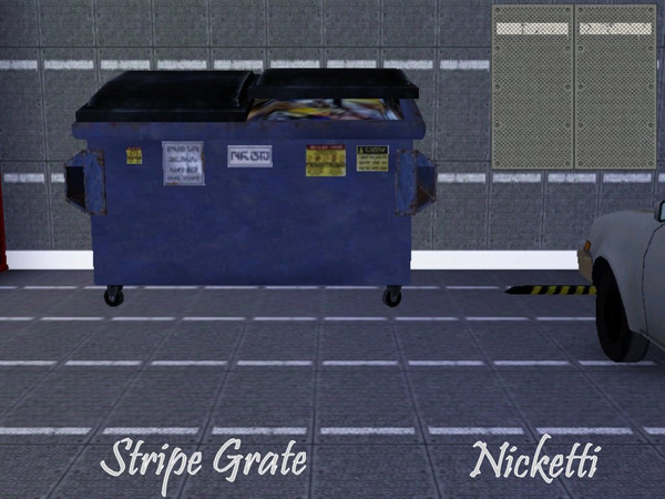 Sims 3 — Stripe Grate by nicketti — Industrial metal pattern with diamond bumps and grey stripe top, long vertical, 3