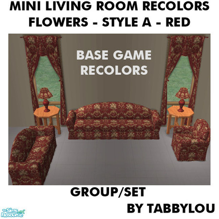 Sims 2 — TL - Mini Living - Flowers Style A - Red Set by TabbyLou — Flowers (Style A) Motif in Red recolors of the Base