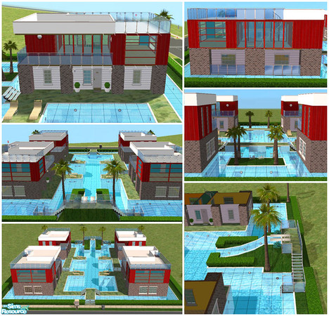 Sims 2 — Poolside Apartments by gosia727 — 4 apartment units with price range of $3,102-$3,137. Each unit has 1 bedroom