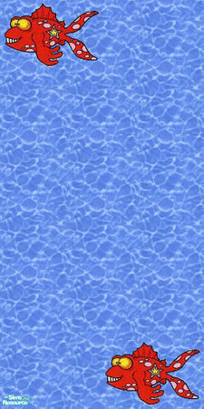 Sims 2 — EponaFunkyFishSet1 - Eff7w by EponaValkyrie — A blue water ripple background wallpaper, with a red Funky Fish
