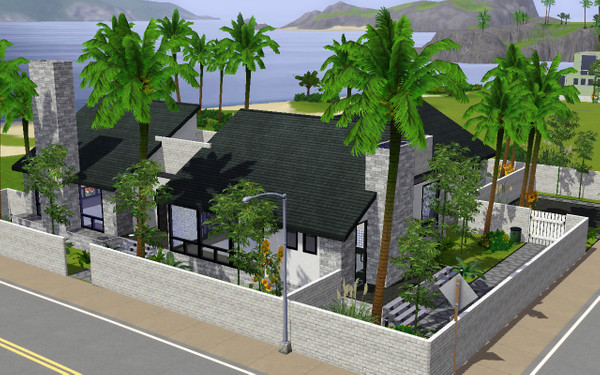 Sims 3 — Vyper 2 by daisylee — Modern house with 2 bedrooms and 2 baths. Pool. Parking. Black and white interior with