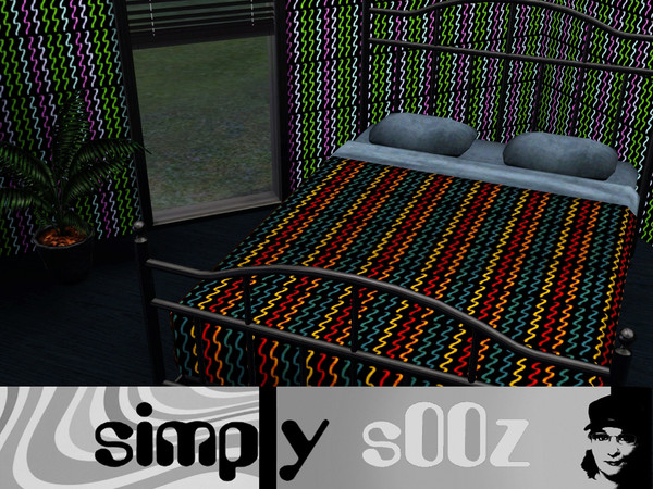 Sims 3 — Simply Ribbons by s00z — A colourful repeating wavey line design.