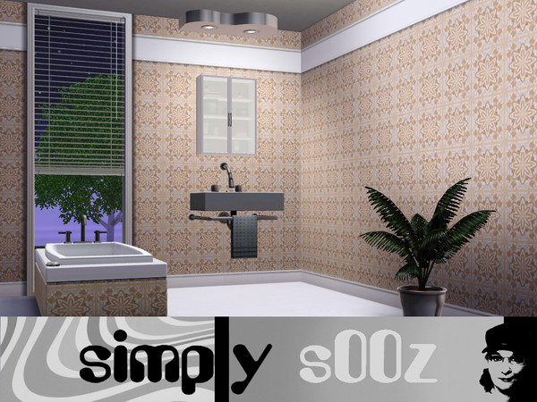 Sims 3 — Simply Stella Tile by s00z — A sophisticated floral tile pattern.