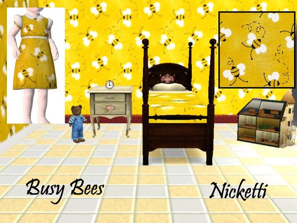 Sims 3 — Busy Bees by nicketti — Fun kids pattern, 3 colors, theme, TSRAA yes