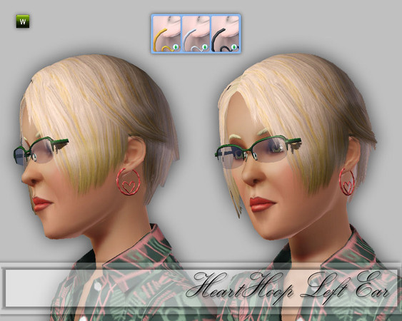 Sims 3 — CD_HeartHoop Left Ear by TSR Archive — Smaller Hoop with a heart inside, left earring. Females only from teen to