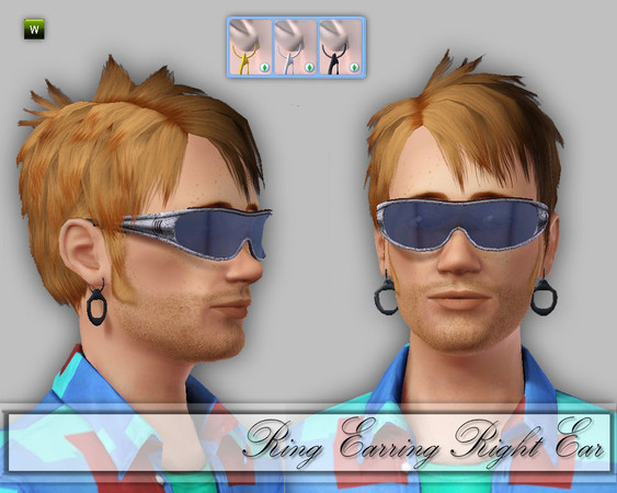 Sims 3 — CD_Ring Right Ear by TSR Archive — Hoop with a ring from a sodacan, for males only from teen to elder.