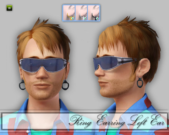 Sims 3 — CD_Ring Left Ear by TSR Archive — Hoop with a ring from a sodacan, for males only from teen to elder.