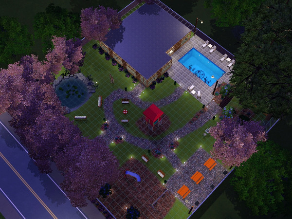 Sims 3 — Cherry Hill Park by katbileu — A beautiful park filled with Cherry Trees and lots of fun things for the children