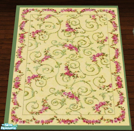 Sims 2 — JI Country Living in Pink Area Rug by lisa9999 — A pink and green patterened area rug.