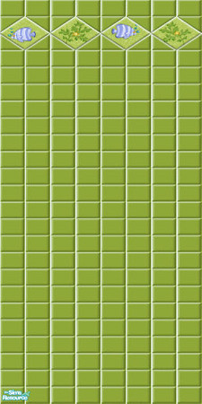 Sims 2 — Hester\'s Bathroom Tile Wall 11 by ImmeK — Dark green wall tiles with a diamond-shaped fish decor for your