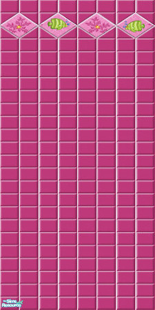 Sims 2 — Hannah\'s Bathroom Tile Wall 8 by ImmeK — Dark pink wall tiles with a diamond-shaped fish decor for your sims\'