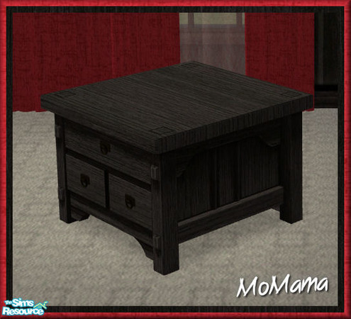 Sims 2 — NK Mission LR Red - 1 Tile Coffee Table by MoMama — A one-tile coffee table in Red Brown Highland Oak.