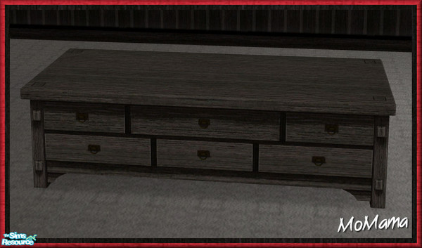 Sims 2 — NK Mission LR Red - 2 Tile Coffee Table by MoMama — A two-tile coffee table in Red Brown Highland Oak.