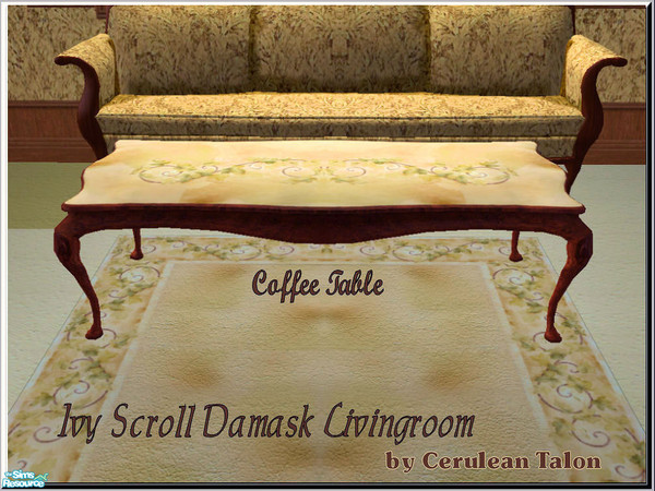 Sims 2 — Ivy Damask - Coffee Table  by Cerulean Talon — Genteel elegance and beautiful drama.