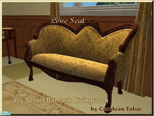 Sims 2 — Ivy Damask - Love Seat by Cerulean Talon — Genteel elegance and beautiful drama.