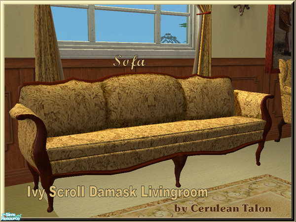 Sims 2 — Ivy Damask - Colonial Sofa by Cerulean Talon — Genteel elegance and beautiful drama.