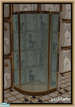 Sims 2 — NK Cats Bath - Shower by MoMama — A sturdy shower with black and white cat tiles.