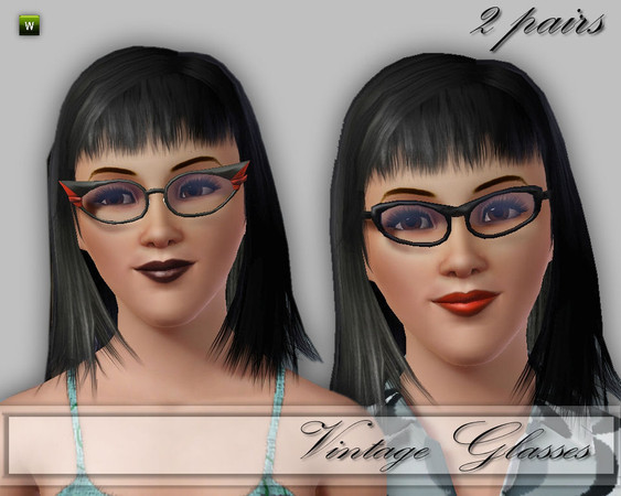 Sims 3 — CD_Vintage Glasses by TSR Archive — 2 pair of vintage glasses for females. Classic Kitty and CatEye glasses.
