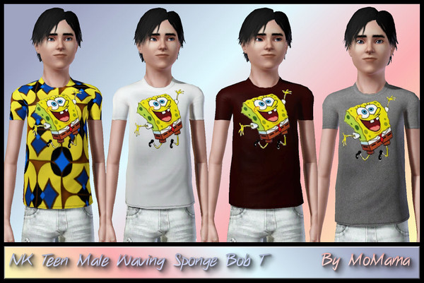 Sims 3 — NK Teen Male Sponge Bob T by MoMama — A nice shirt for the young men with Sponge Bob Square Pants logo. By