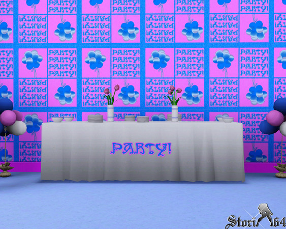Sims 3 — PARTY by stori_64 — Balloons on tiles alternating with the word 'PARTY' on another
