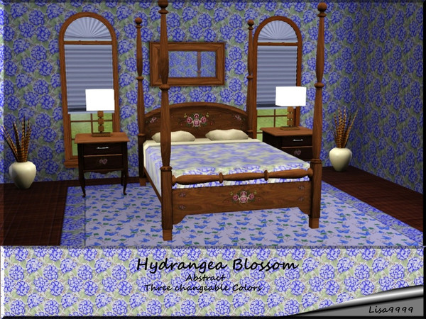 Sims 3 — Hydrangia Blossoms Small by lisa9999 — A hydragia floral pattern.Three changeable colors. lisa9999