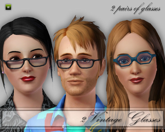 Sims 3 — CD_2 pairs of VintageGlasses by TSR Archive — 2 pairs of Vintage glasses. One has an Italian design, the
