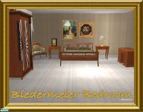 Sims 2 — Biedermeier Bedroom by ShinoKCR — Biedermeier (1820 - 1895) Set contains Bed, Sidetable, Loveseat, Armchair,