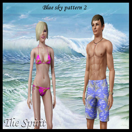 Sims 3 — Blue sky pattern 2 by The_spirit — Here is a new pattern especially for swimsuits. Thanks for the download.