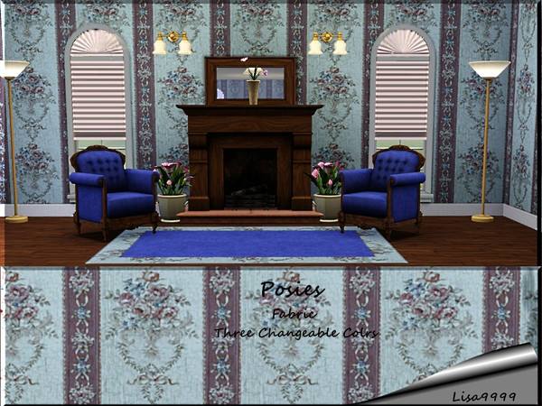 Sims 3 — Posies by lisa9999 — A painted floral pattern on a crackle back ground. Three changeable colors. Lisa9999
